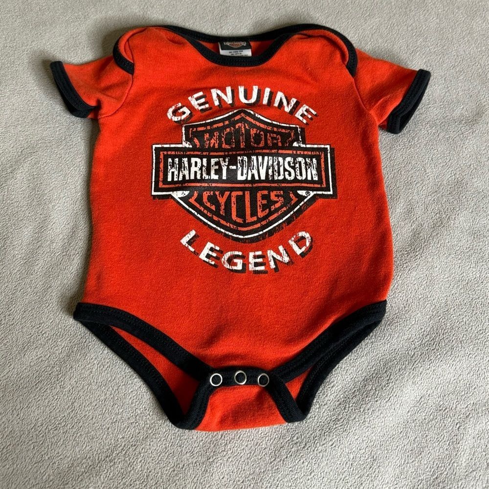Harley Davidson Baby Boys Size 6-9 Months Shirt Sleeve Bodysuit Genuine Legend